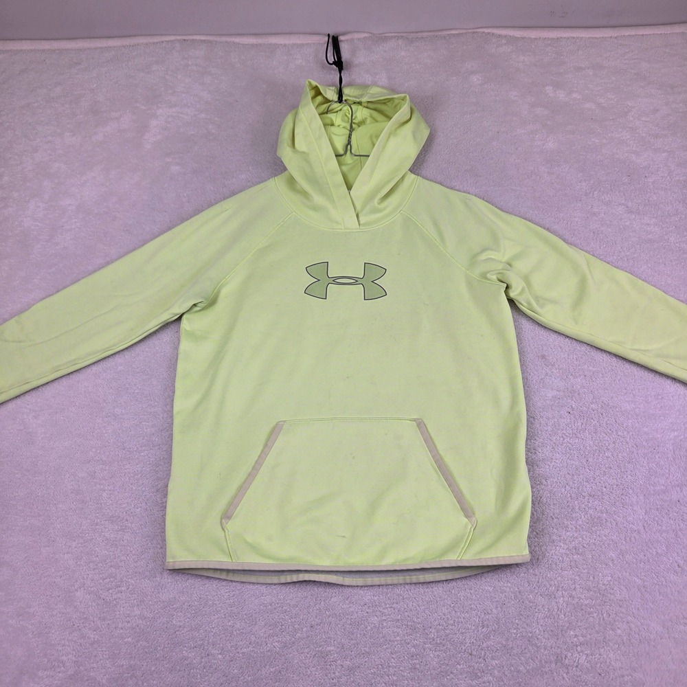 Under Armour Kids Neon Yellow Lime Pullover Hoodie Logo Sweatshirt 4683